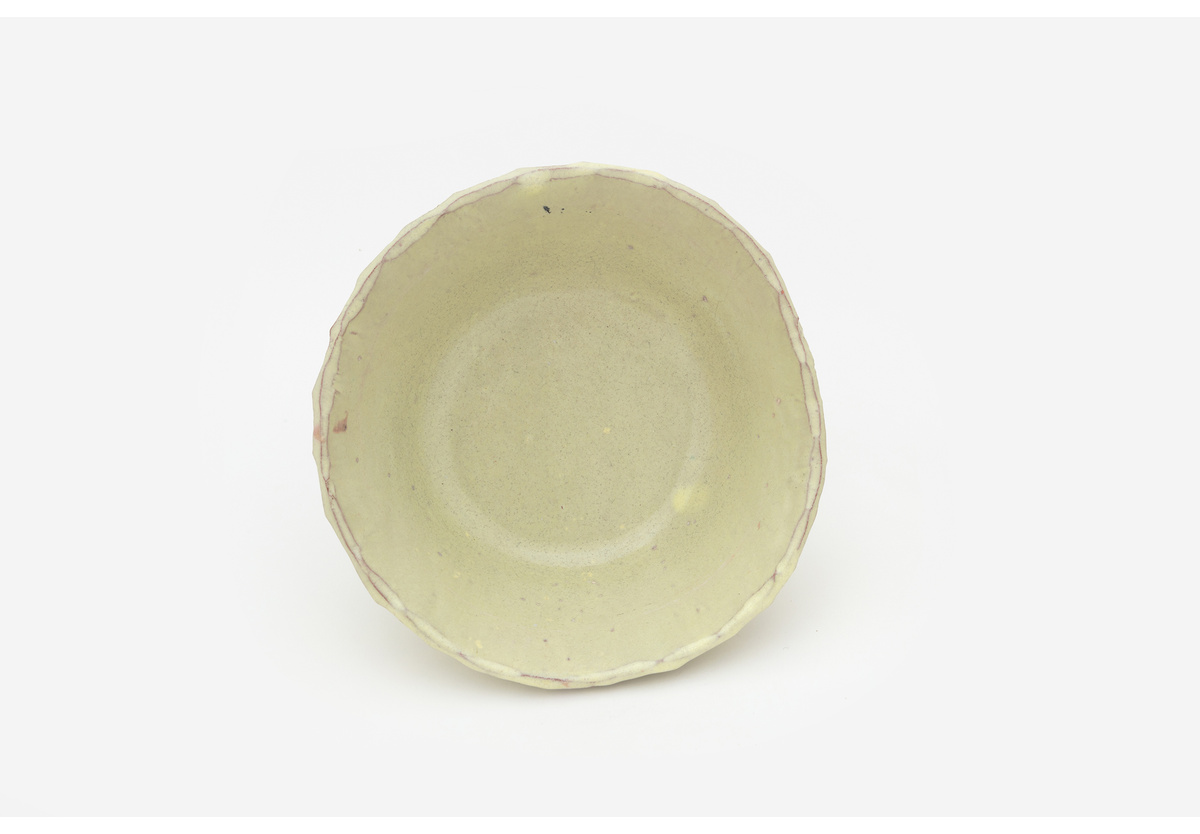 Hylton Nel - Yellowish bowl with carved edging, 