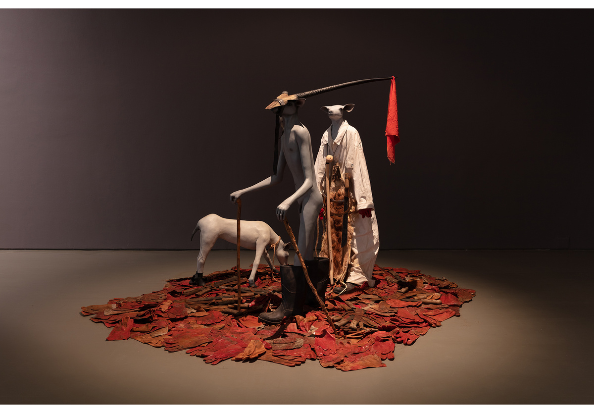 Jane Alexander - Harbinger (2004) with ghost (2007) and hobbled ruminant (2003-04), 