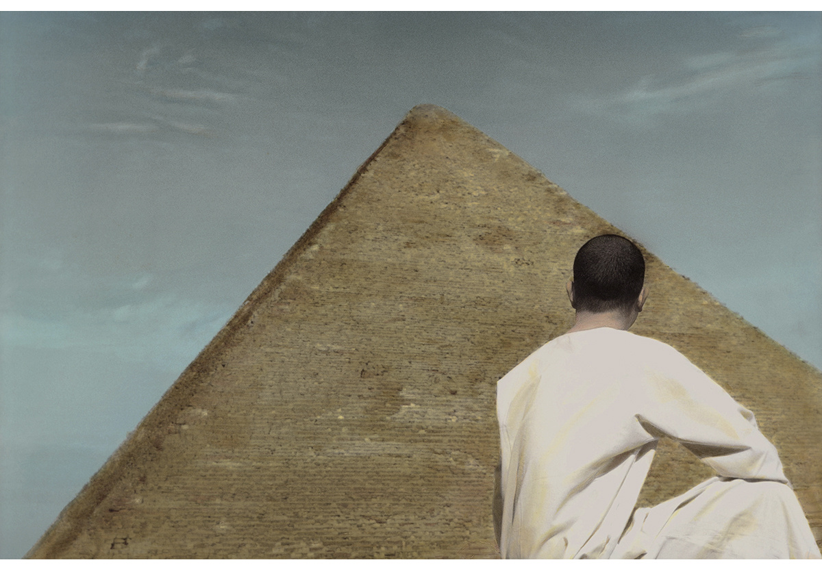 Youssef Nabil - Self-portrait with Pyramid, Cairo, 2009