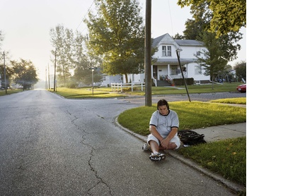 Waiting for the school bus, Elkhart, Indiana